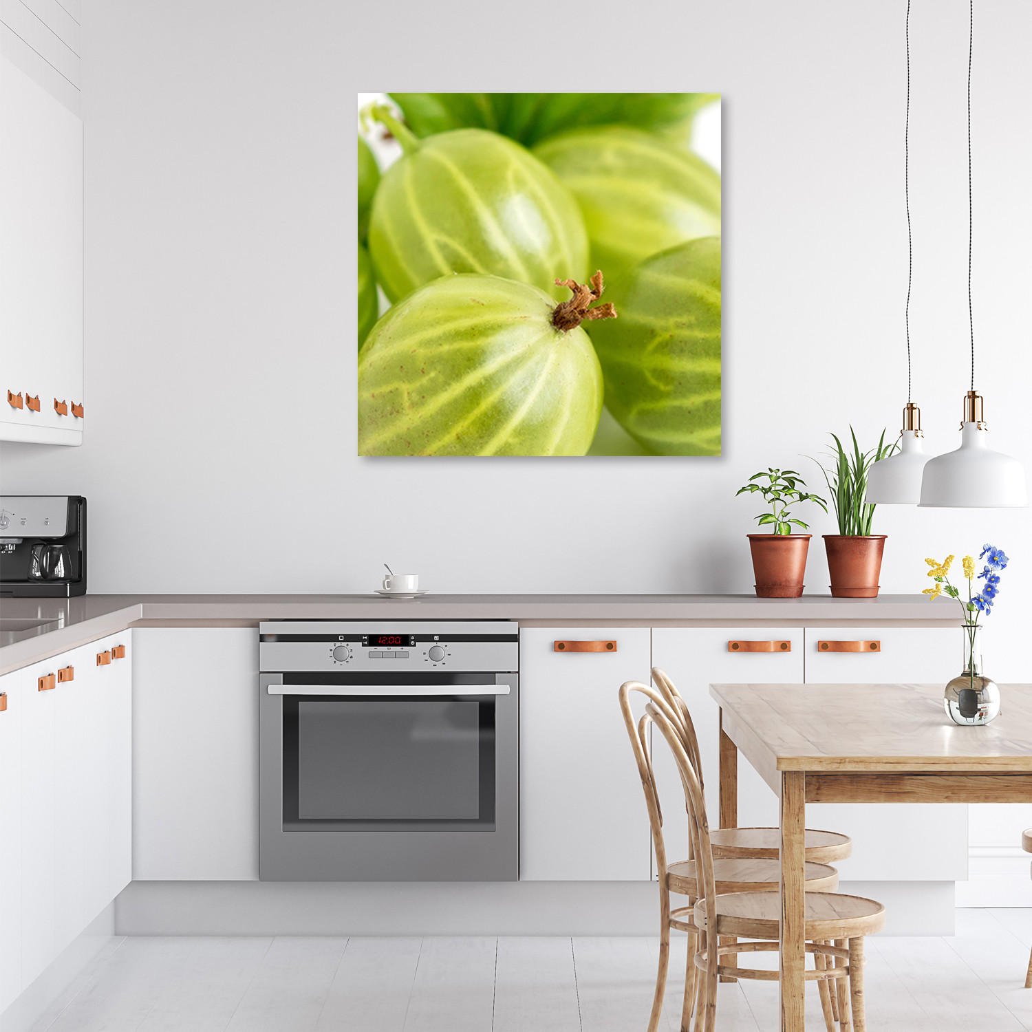 WANDBILD stachelbeeren obst - Grün, Textil (50/50cm) - Feeby