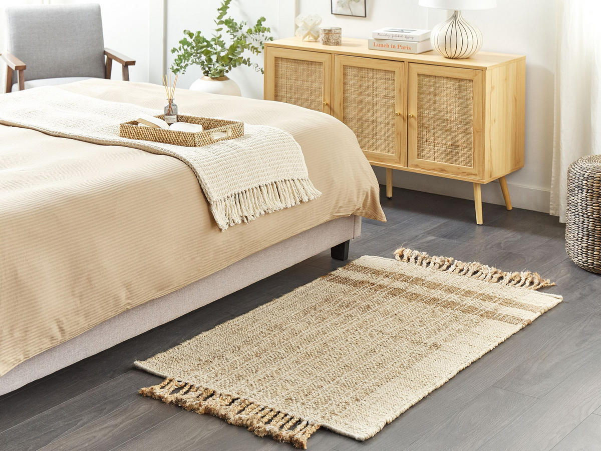 TEPPICH geflochten Ortaoba 150/80 cm - Beige, Naturmaterialen (80/150cm) - Beliani