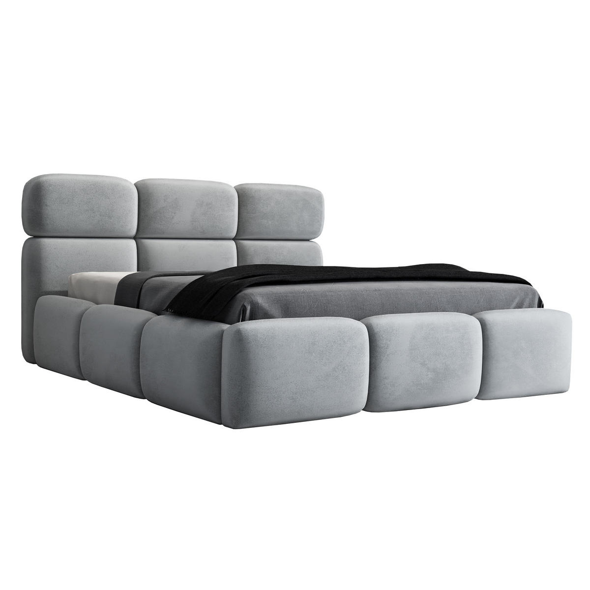 POLSTERBETT MAROKO 120 x 200 in Grau - Hellgrau, Textil (120/200cm) - A&J MöbelLand
