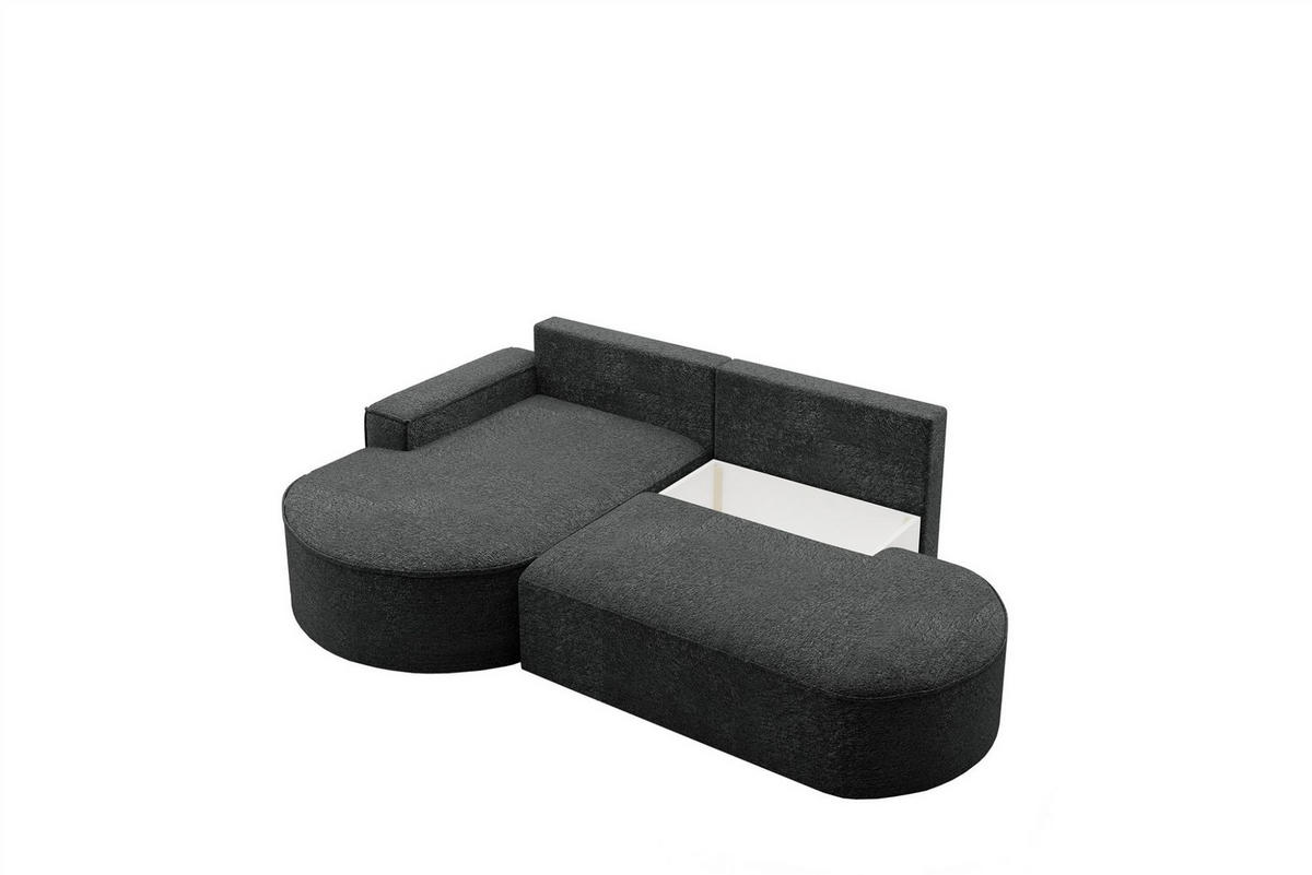 ECKSOFA Girona Mit Schlaffunktion - Schwarz, Holzwerkstoff/Textil (278/179cm) - Fun Möbel