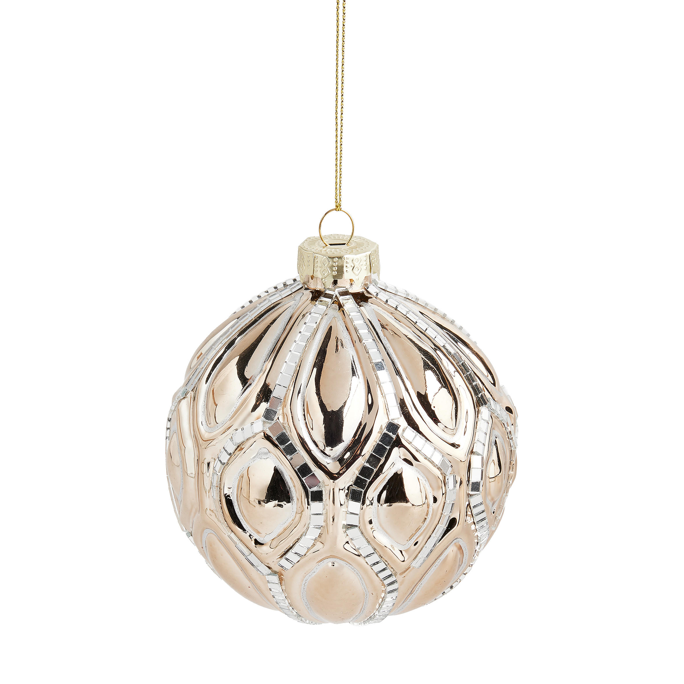 WEIHNACHTSKUGEL Glas FLORETTIS, Ø100 mm, Gold, Christbaumkugeln, Weihnachtsdeko Xmas, Christmas Deko - Goldfarben, Glas (10/10/10cm) - home&you