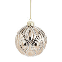 WEIHNACHTSKUGEL Glas FLORETTIS, Ø100 mm, Gold, Christbaumkugeln, Weihnachtsdeko Xmas, Christmas Deko - Goldfarben, Glas (10/10/10cm) - home&you