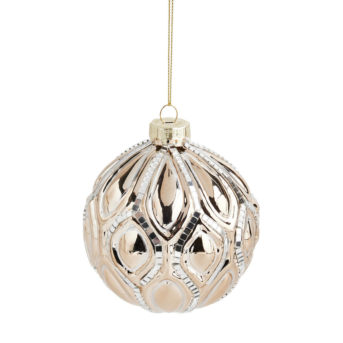 WEIHNACHTSKUGEL Glas FLORETTIS, Ø100 mm, Gold, Christbaumkugeln, Weihnachtsdeko Xmas, Christmas Deko - Goldfarben, Glas (10/10/10cm) - home&you