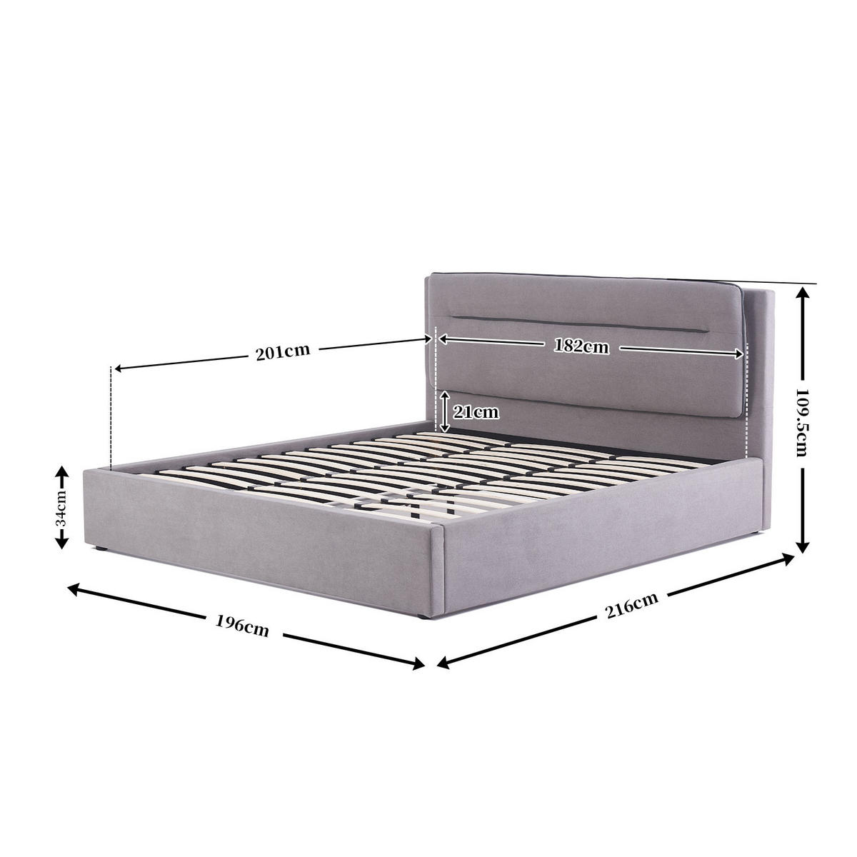 BETT ANIKA, 180/200/110 cm Grau - Grau, Holz/Holzwerkstoff (180/200cm) - B&D Home