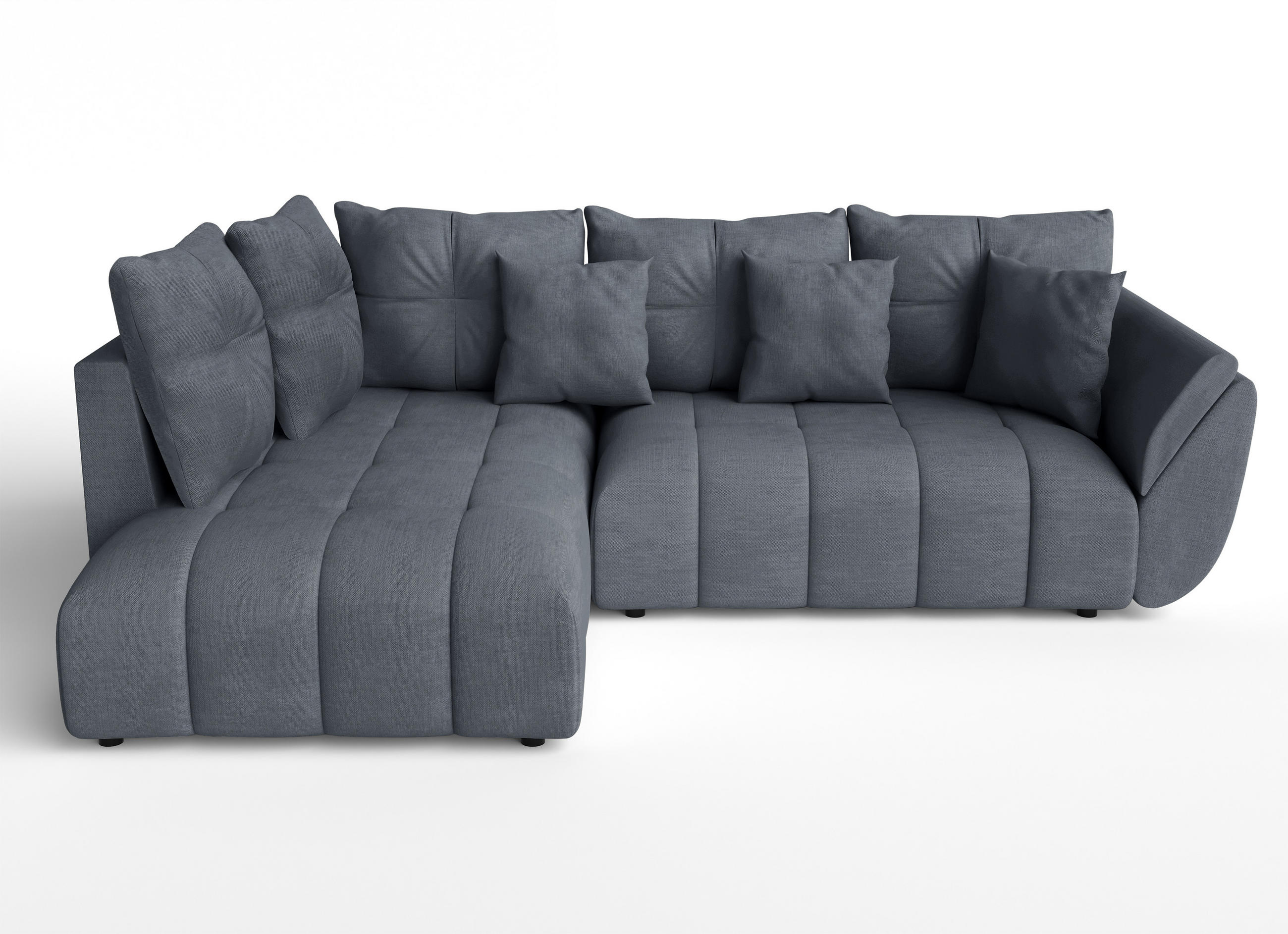 ECKSOFA L Form Corleone Grau 266/190/91 cm mit Schlaffunktion - Schwarz/Grau, Kunststoff/Textil (266/182cm) - AX Living