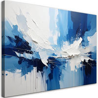 WANDBILD, Blaue Abstraktion mit dynamischen Lichtreflexen - Blau, Textil (30/20cm) - Feeby