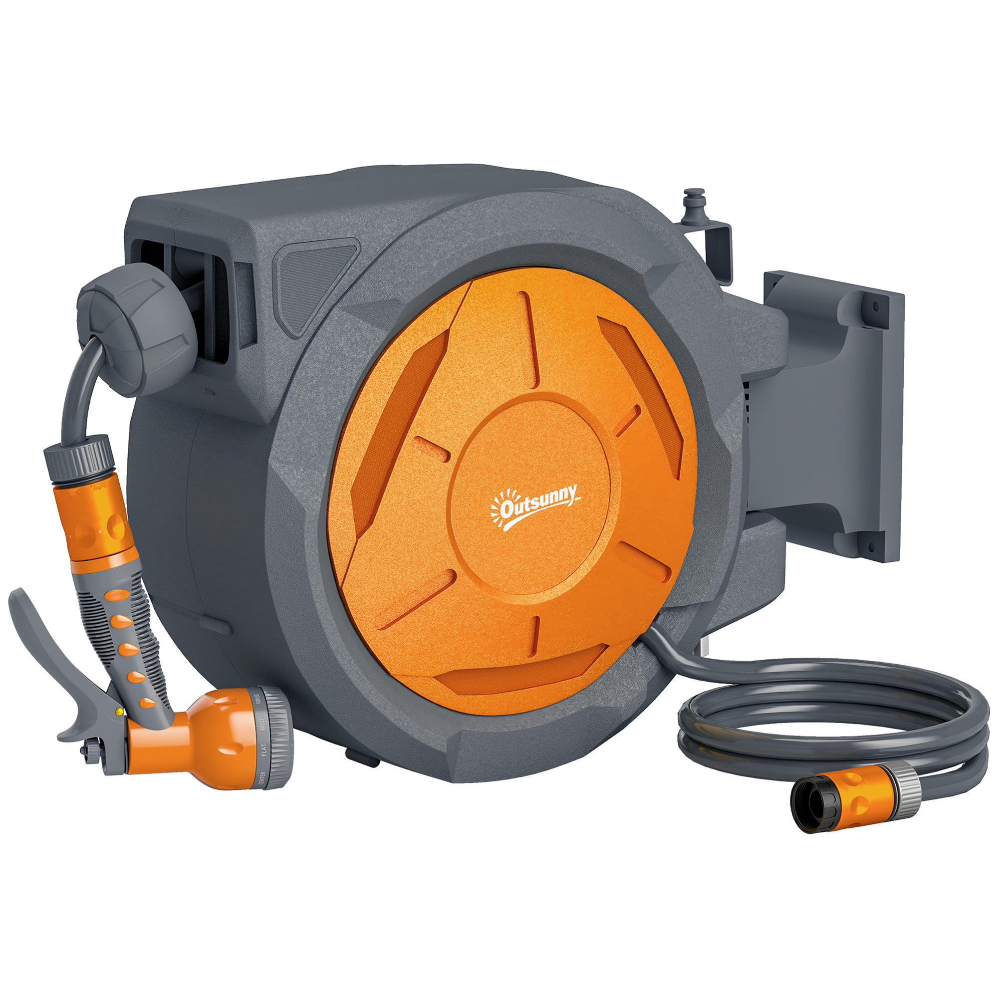 SCHLAUCHAUFROLLER DE-13819 30 m automatisch 180° schwenkbar Orange - Orange, Kunststoff (23/42/59cm) - ComfortXL