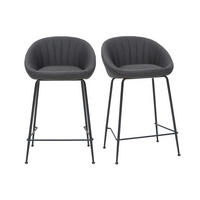 BARHOCKER Designer Dunkelgrauer Stoff 65 cm 2er-Set SHERU - Dunkelgrau, Textil (51/88/50cm) - Miliboo