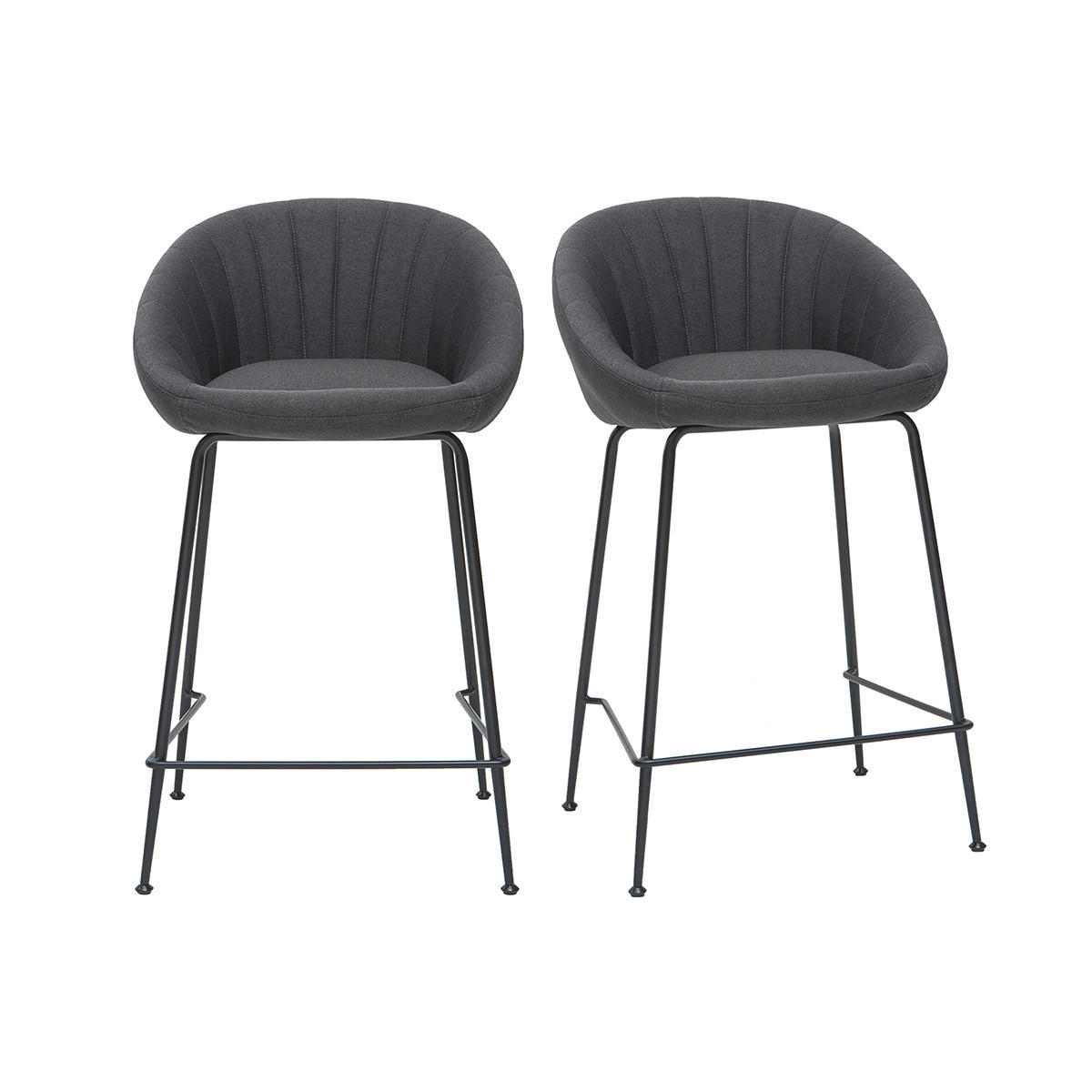 BARHOCKER Designer Dunkelgrauer Stoff 65 cm 2er-Set SHERU - Dunkelgrau, Textil (51/88/50cm) - Miliboo
