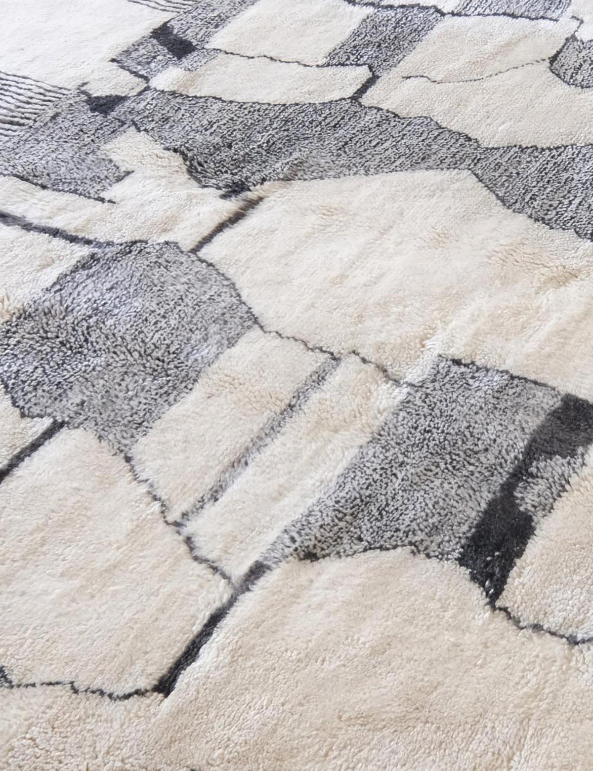 BERBERTEPPICH abstraktes Design aus reiner Wolle 300x 400 cm - Weiß, Naturmaterialien (300/400cm) - AFK Living