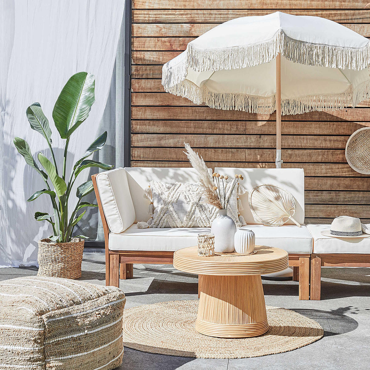 POUF All Nature - Braun, Naturmaterialien (53/40/53cm) - Butlers