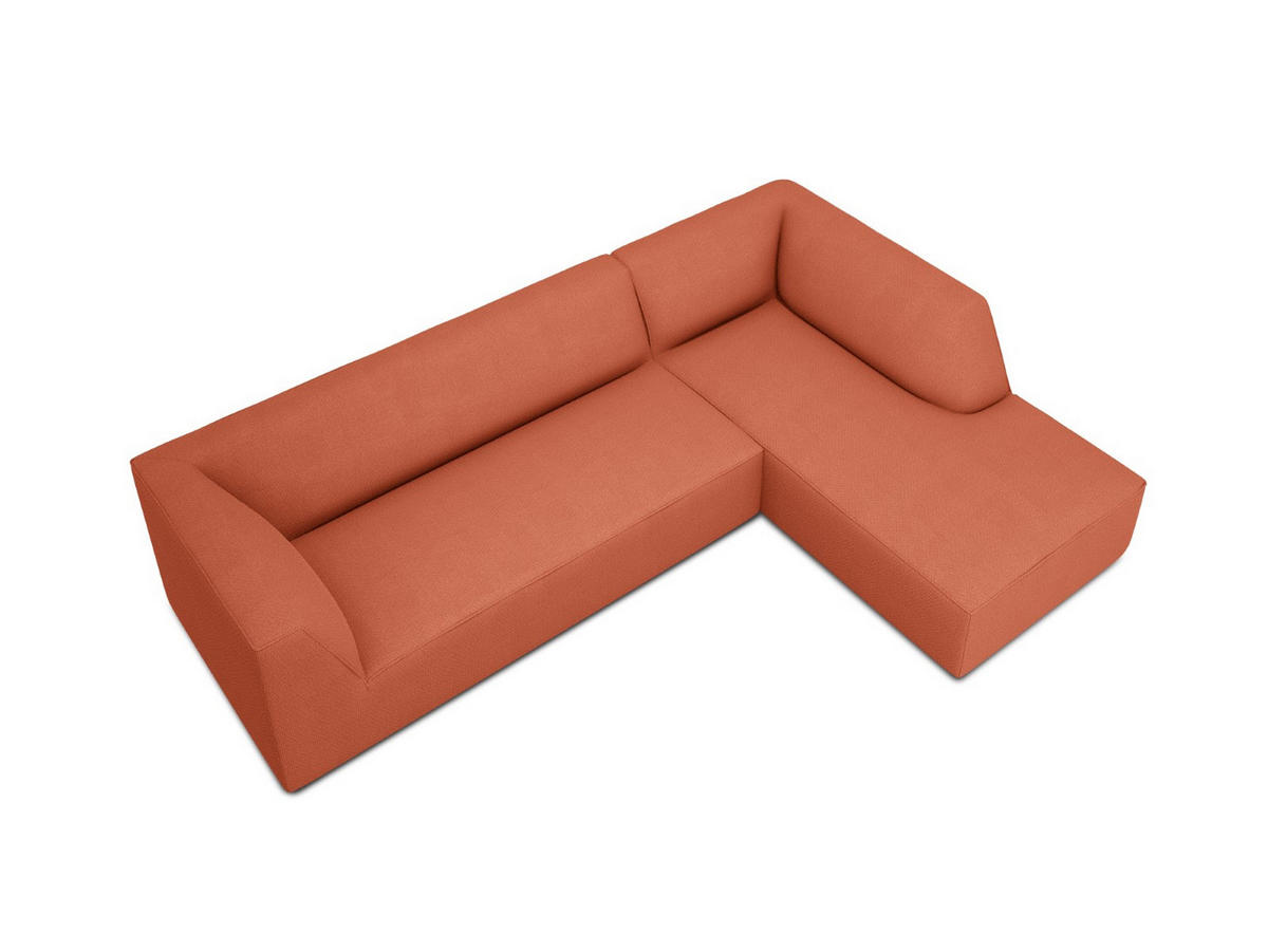 ECKSOFA rechts Ruby aus strukturiertem Stoff koralle 4 Sitzplätze - Koralle, Textil (180/273cm) - Micadoni