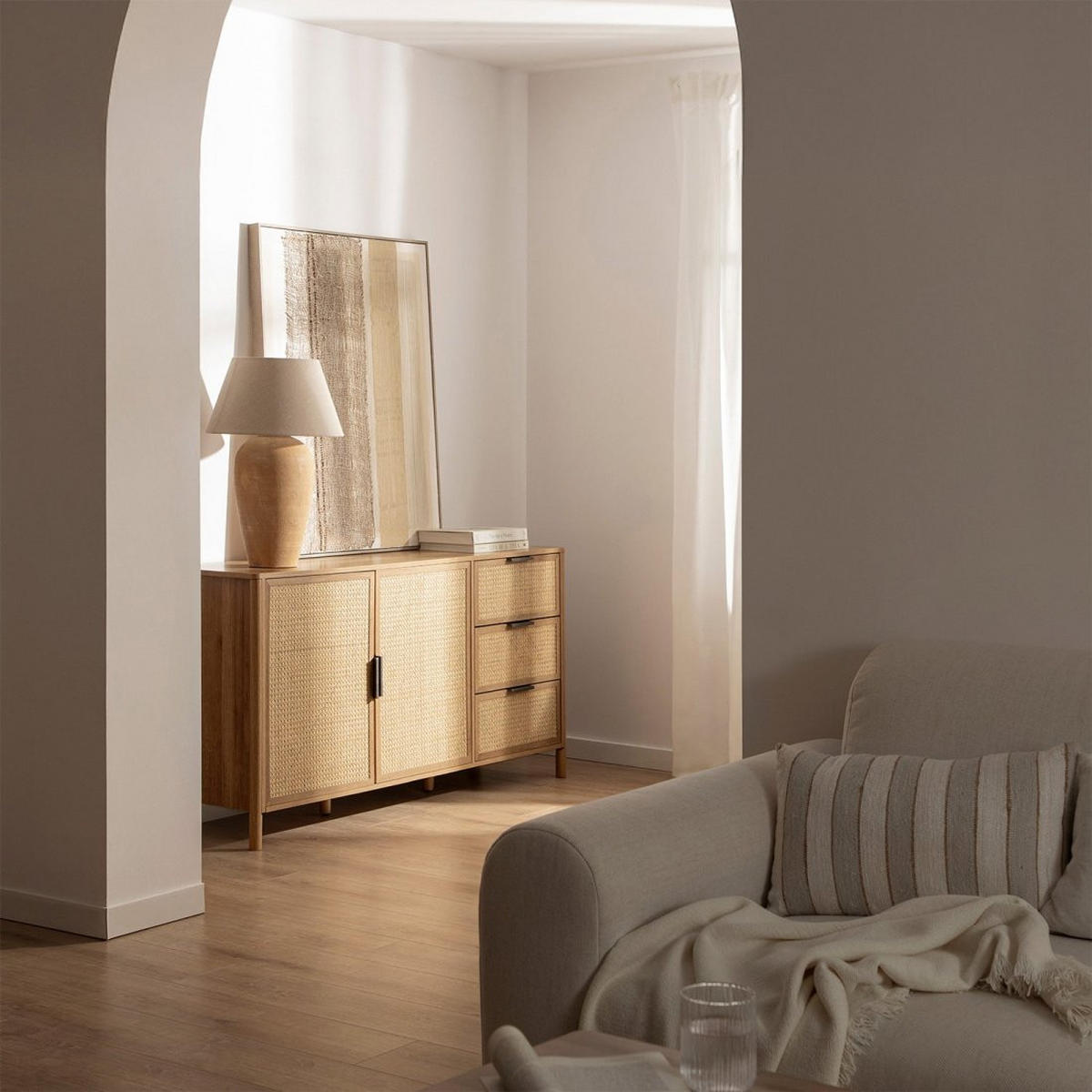 ANRICHTE NIEDRIGE Bent Natürlich 150 cm x 76 cm - Naturfarben, Holzwerkstoff (150/76/40cm) - Klast Home