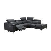 ECKSOFA Jardin Echtleder mit 1 x Relaxfunktion Schwarz - Schwarz, Leder/Metall (266/230cm)