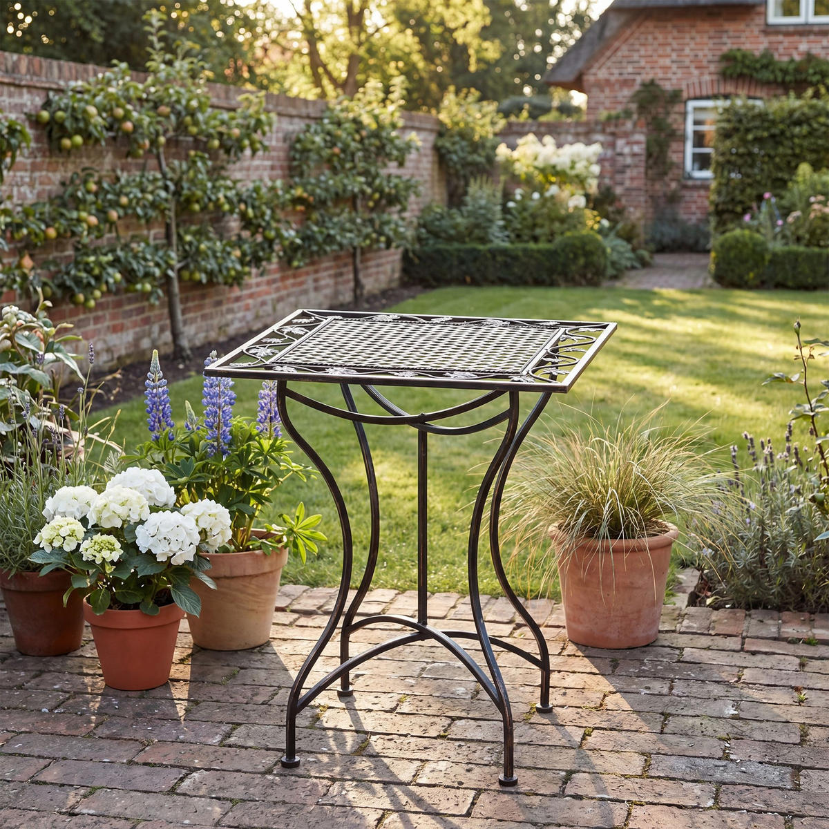 GARTENTISCH eckig 60/60/72 cm Metall Bronze - Bronzefarben, Metall (60/60/72cm) - CLP