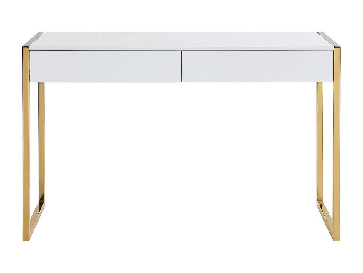 SCHREIBTISCH mit 2 Schubladen - MDF & Metall - Goldfarben & Weiß - MASON - Weiß, Holz (60/120/75cm) - Pascal Morabito