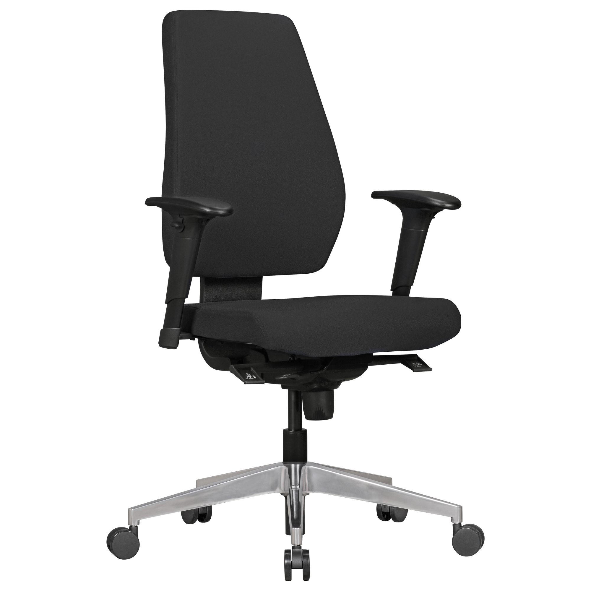BÜROSTUHL Schwarz Stoff drehbar mit Synchronmechanik und Armlehnen bis 120 kg DARIUS - Silberfarben/Schwarz, Textil/Metall (70/135/63cm) - KADIMA DESIGN