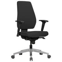 BÜROSTUHL Schwarz Stoff drehbar mit Synchronmechanik und Armlehnen bis 120 kg DARIUS - Silberfarben/Schwarz, Textil/Metall (70/135/63cm) - KADIMA DESIGN