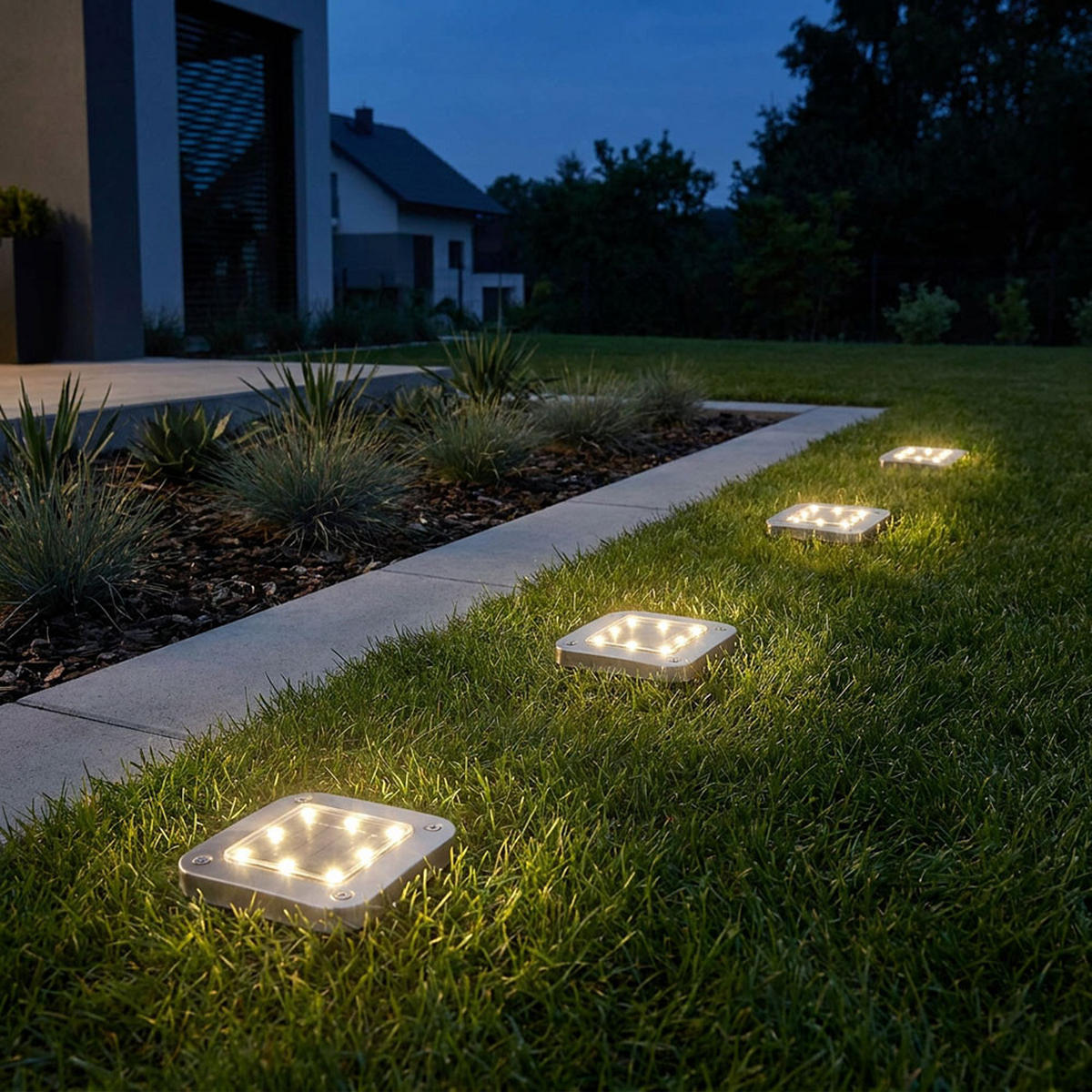 LED AUSSENLEUCHTE Edelstahl Silber 4er Set - Silberfarben, Metall (10/10/13cm) - Globo Lighting