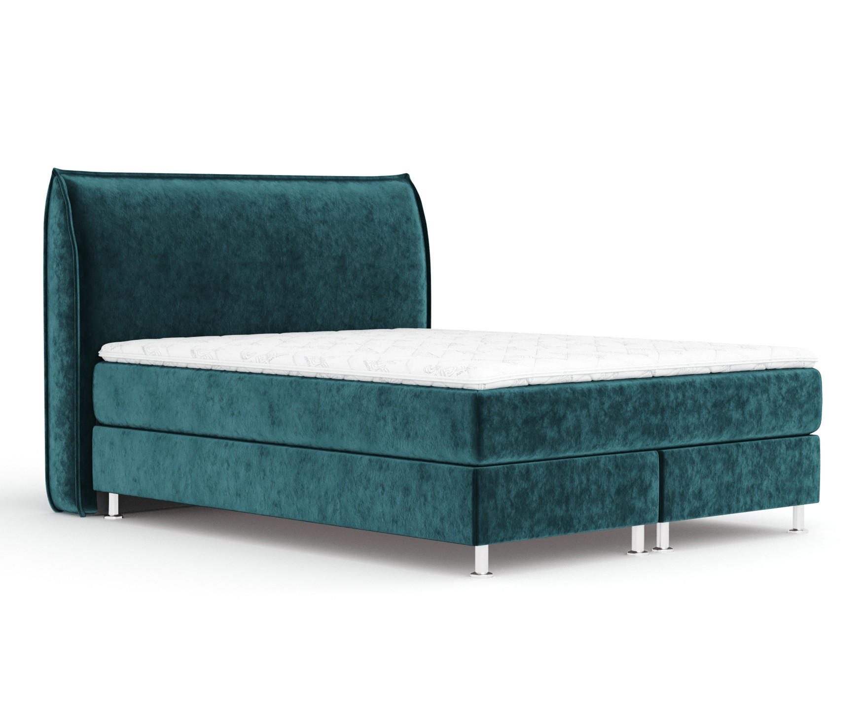 BOXSPRINGBETT Chermin Türkisfarben 160/200 cm mit Latex-Topper - Türkis/Silberfarben, Holz/Holzwerkstoff (160/200cm) - Maison de Reve