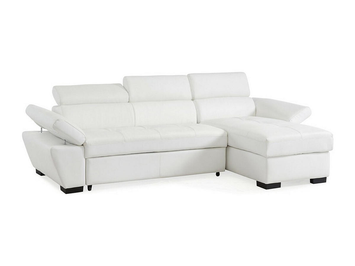 ECKSOFA Leder mit Schlaffunktion - Ecke Rechts - Weiß - JONOVA - Weiß, Leder (256/154cm) - Vente-Unique