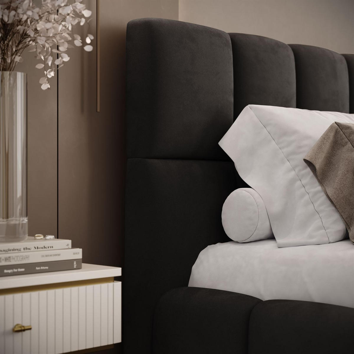 POLSTERBETT VENEZIA mit Bettkasten 160x200, Royal Velvet 185 - Graphitfarben, Textil (160/200cm) - Lookway