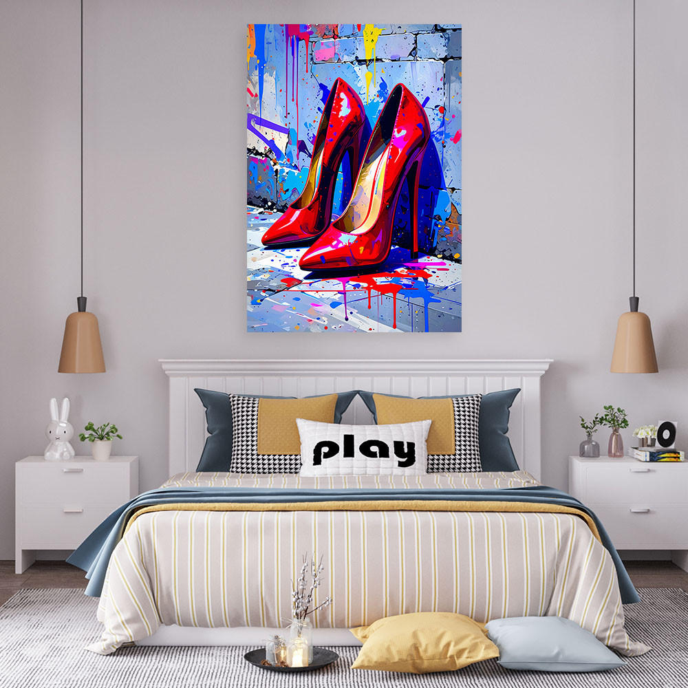 LEINWANDBILD Rote High Heels 80x120cm - Multicolor, Textil (80/120cm) - Feeby
