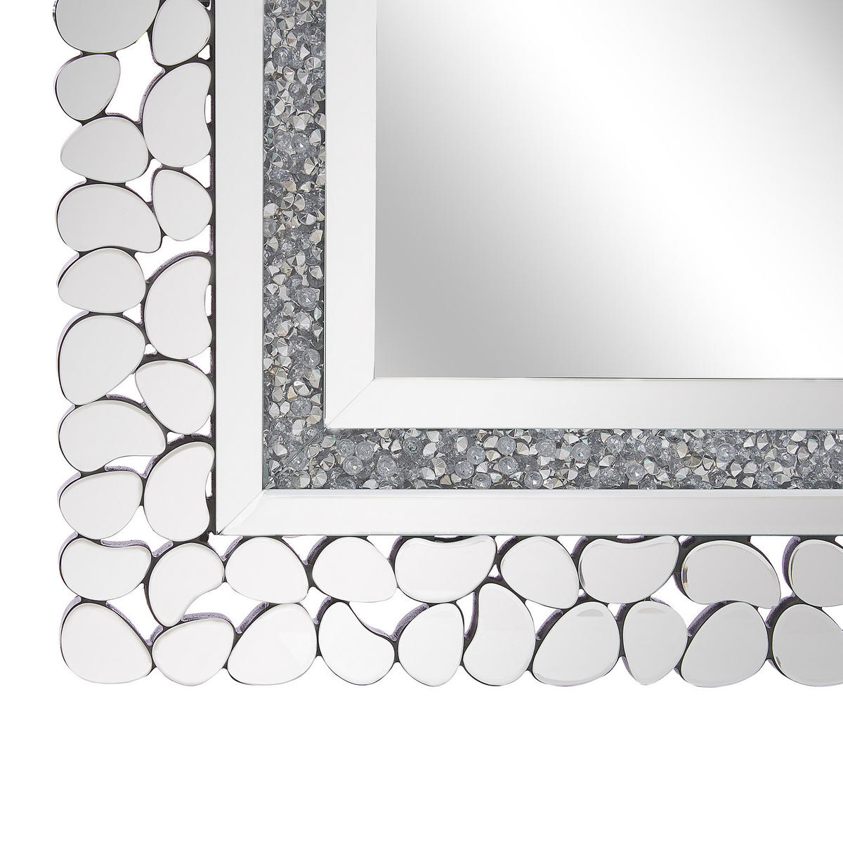 WANDSPIEGEL silber 60/90 cm Glitzer-Effekt Pabu - Silberfarben, Holzwerkstoff (60/90/2cm) - Beliani