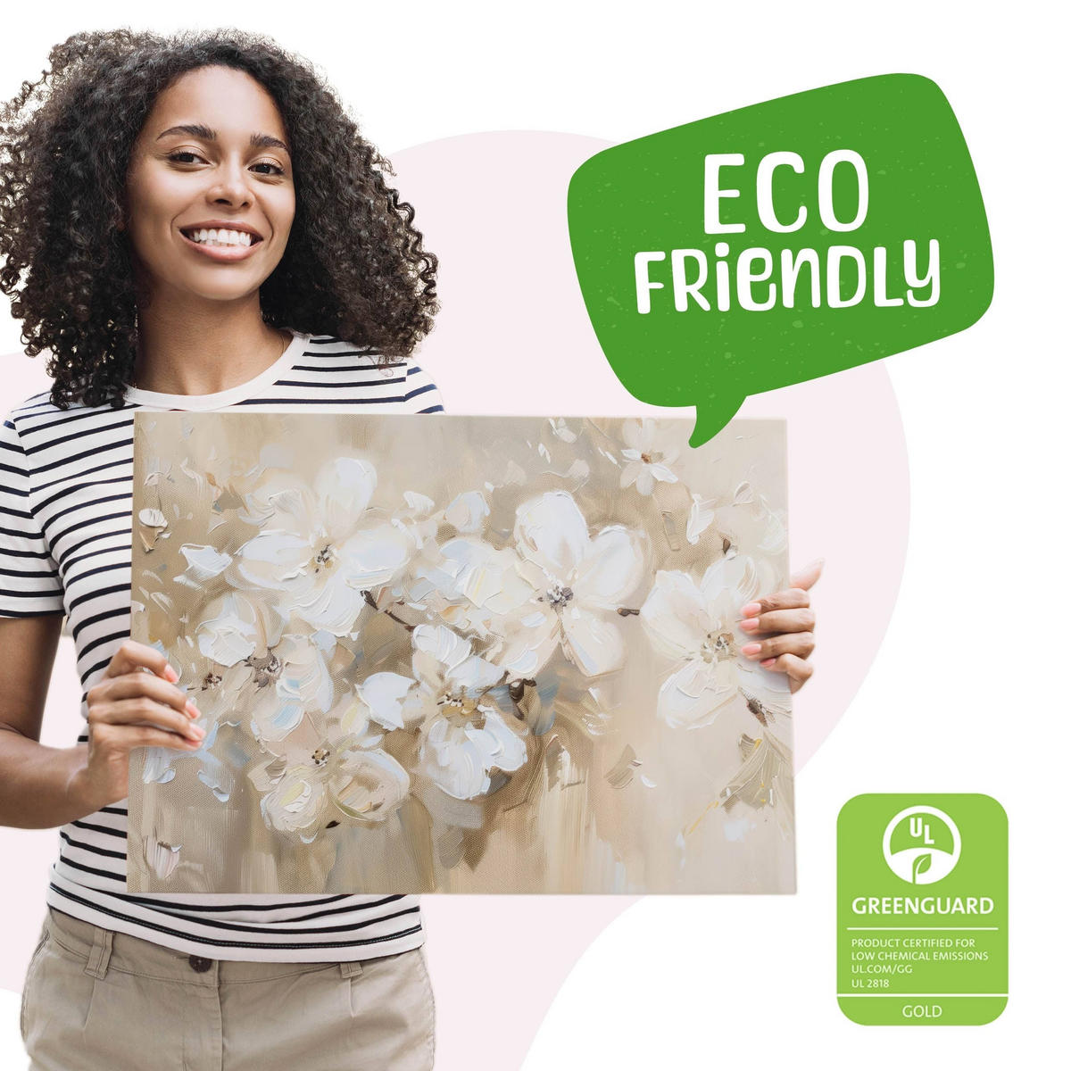 LEINWANDBILD Blumen Pflanzen Malarei 120x80 - Beige/Braun, Textil (120/80cm) - Muralo