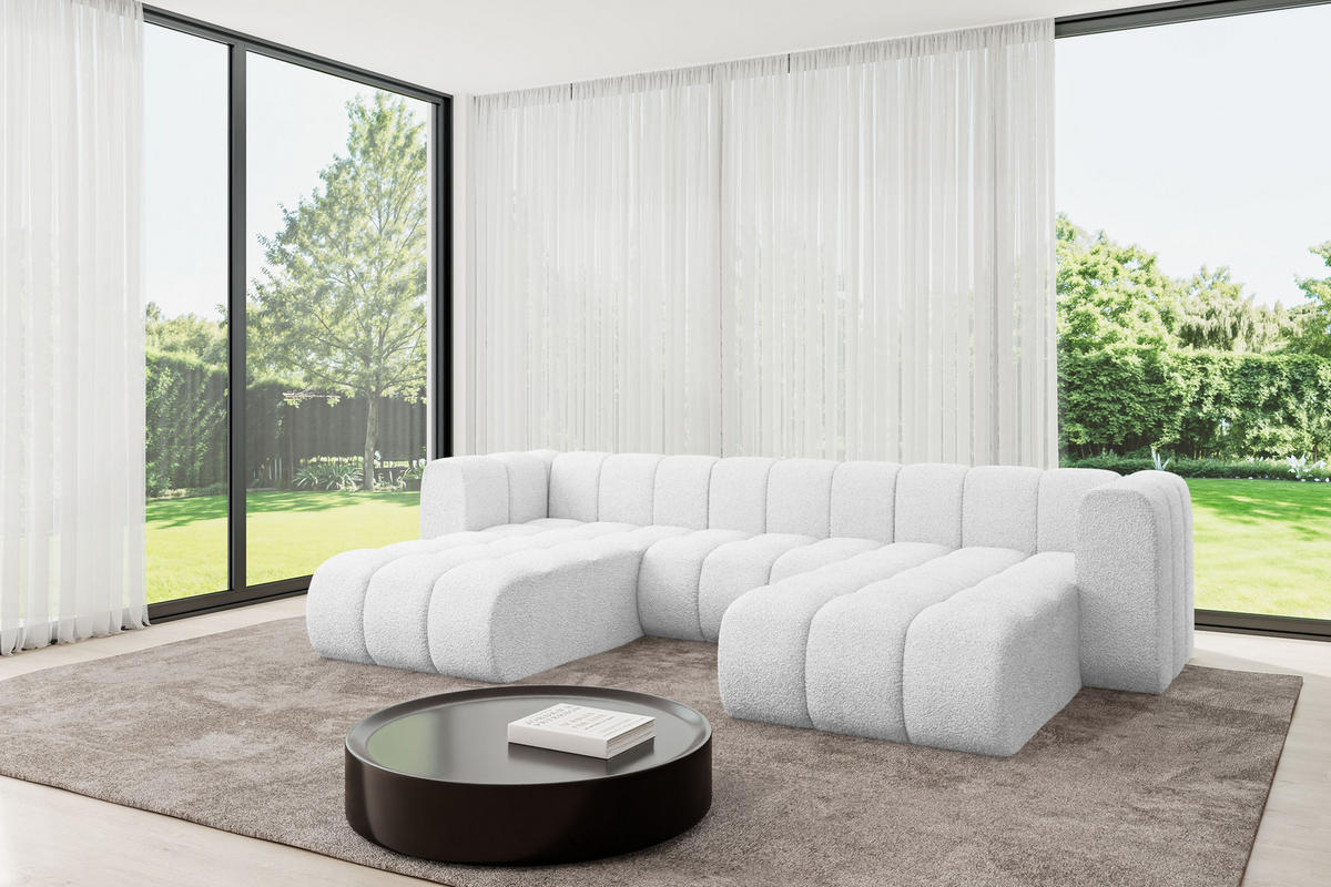 WOHNLANDSCHAFT modulares Sofa Joren-U1 - 319x177x70 cm Weiß - Weiß, Holzwerkstoff/Textil (319/70/177cm) - ALTDECOR