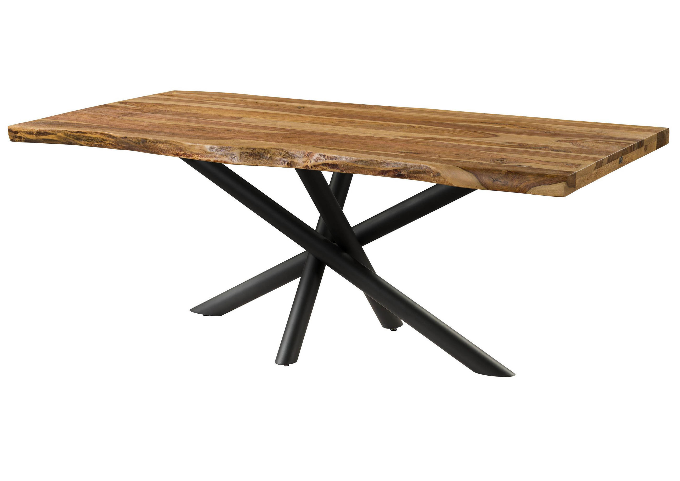 BAUMTISCH Sheesham 200x100x76 natur sandgestrahlt / Mikado-Beine anthrazit matt FREEFORM 5 - Braun, Holz (100/200/76cm) - Massivmoebel24
