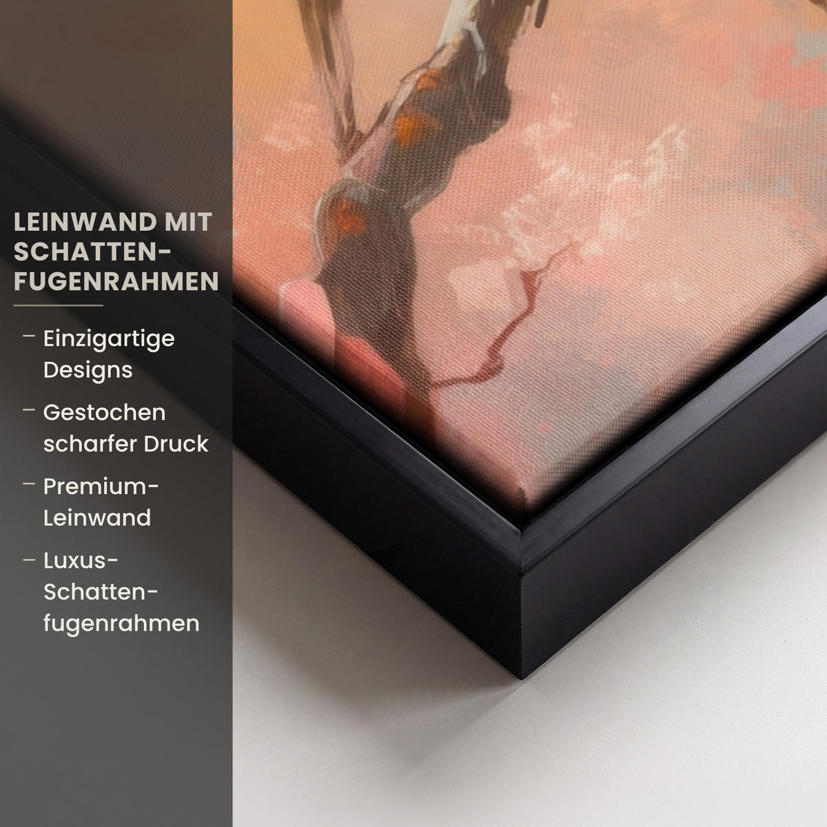 LEINWAND Bilder mit Rahmen - Rotkehlchen - Zierpflanze - Blütenzweig - 80x60 - Hellrosa, Textil (80/60cm) - MuchoWow