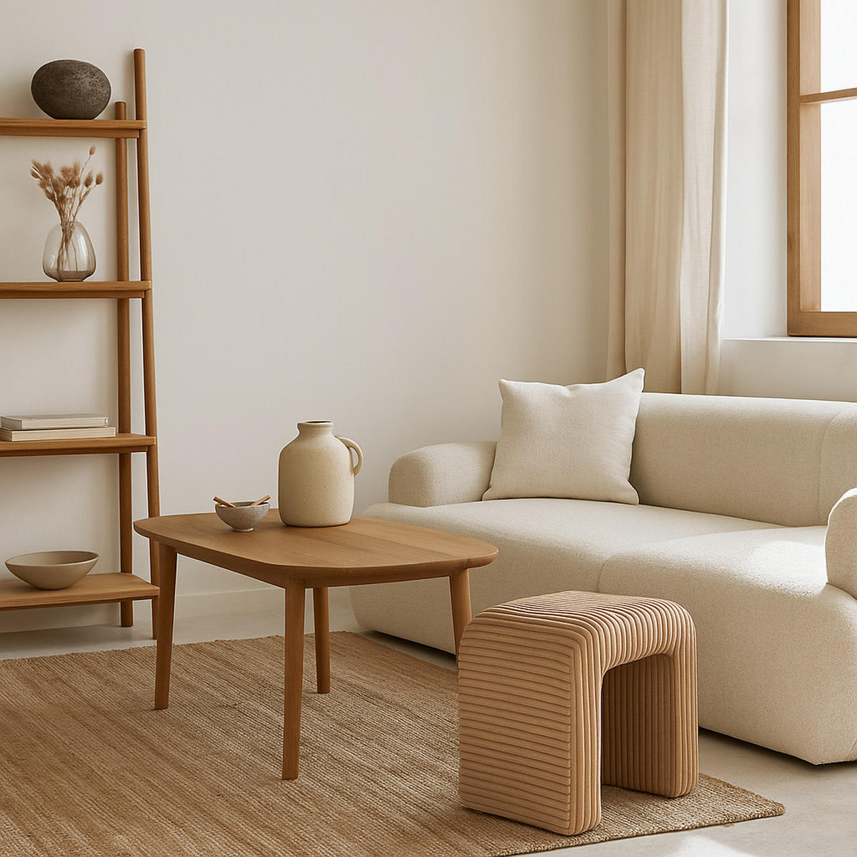 BOGENHOCKER aus Cord Sevi 41/35,5/43 cm - Braun, Kunststoff (35.5/43/41cm) - Atmosphera Createur d´interieur