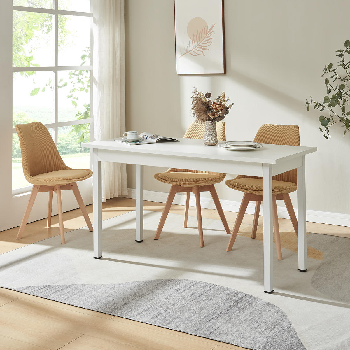 ESSTISCH - Weiß, Holzwerkstoff/Metall (60/140/75cm) - [en.casa]