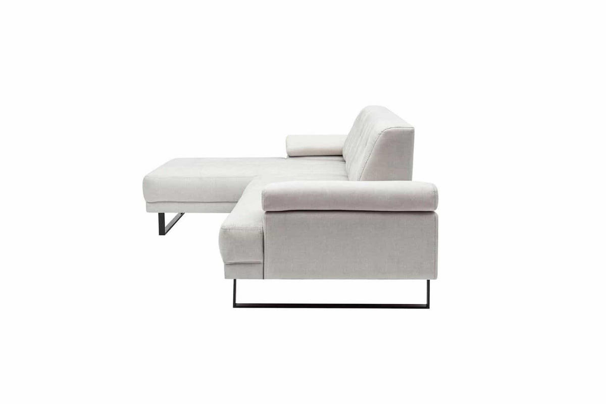 ECKSOFA mit verstellbarer Rückenlehne - Beige/Schwarz, Textil/Metall (314/174cm) - myHomelando