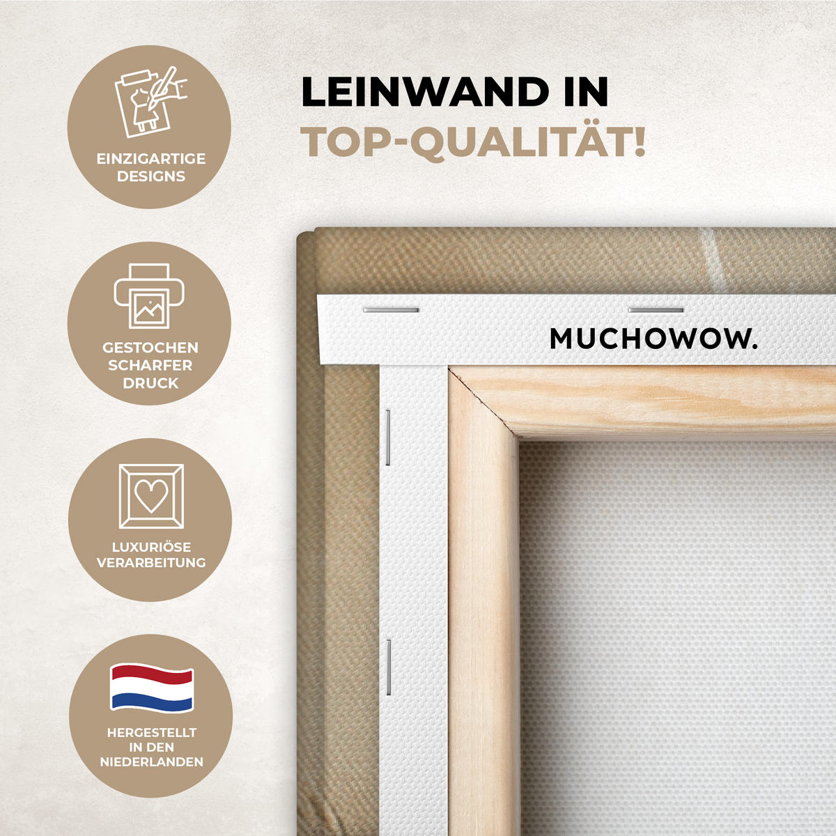 LEINWANDBILD Blumen - Vase - Stilleben - Beige Deko Groß 90x140 cm - Creme, Textil (90/140cm) - MuchoWow