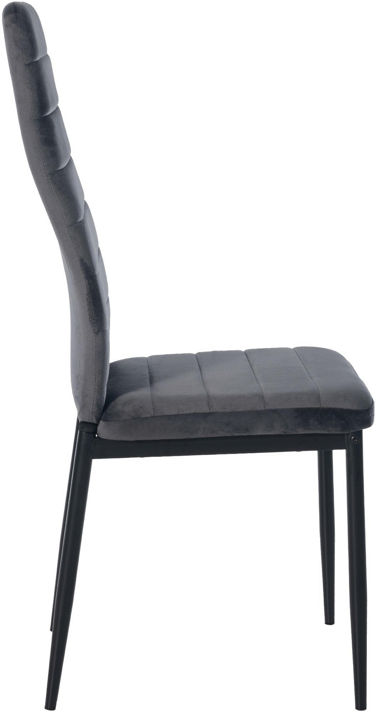 STUHL 6er Set Samt grau - Grau, Textil/Metall (41.5/99/40cm) - CLP