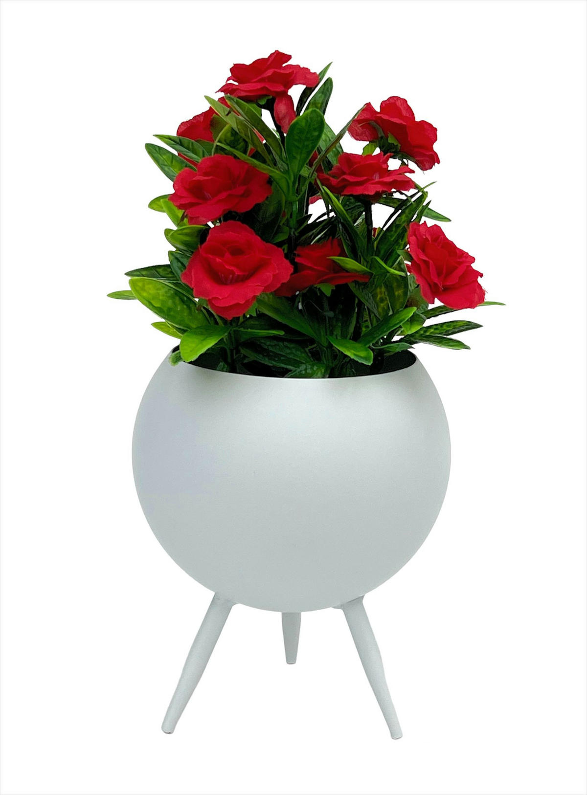BLUMENHOCKER Metall mit Topf Weiß 19 cm 96259 S - Weiß, Metall (13/19/13cm) - DanDiBo