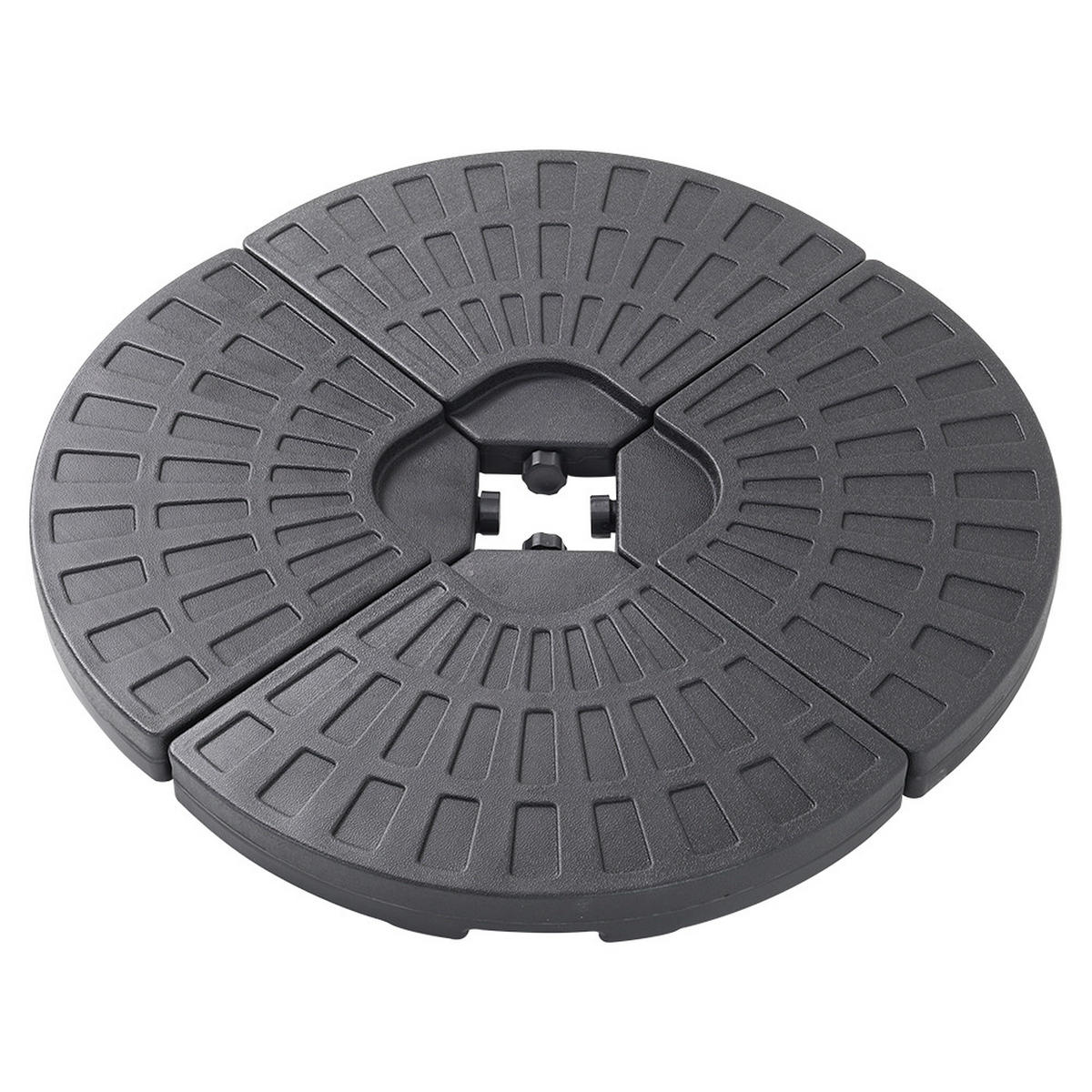AMPELSCHIRM aus Polyester Metall in Hellgrau mit befüllbarer Kunststoff-Sockel und Kreuzständer drehbar 360° neigbar 60° 3 x 2.6m - Grau, Metall (300/240cm) - Livingandhome