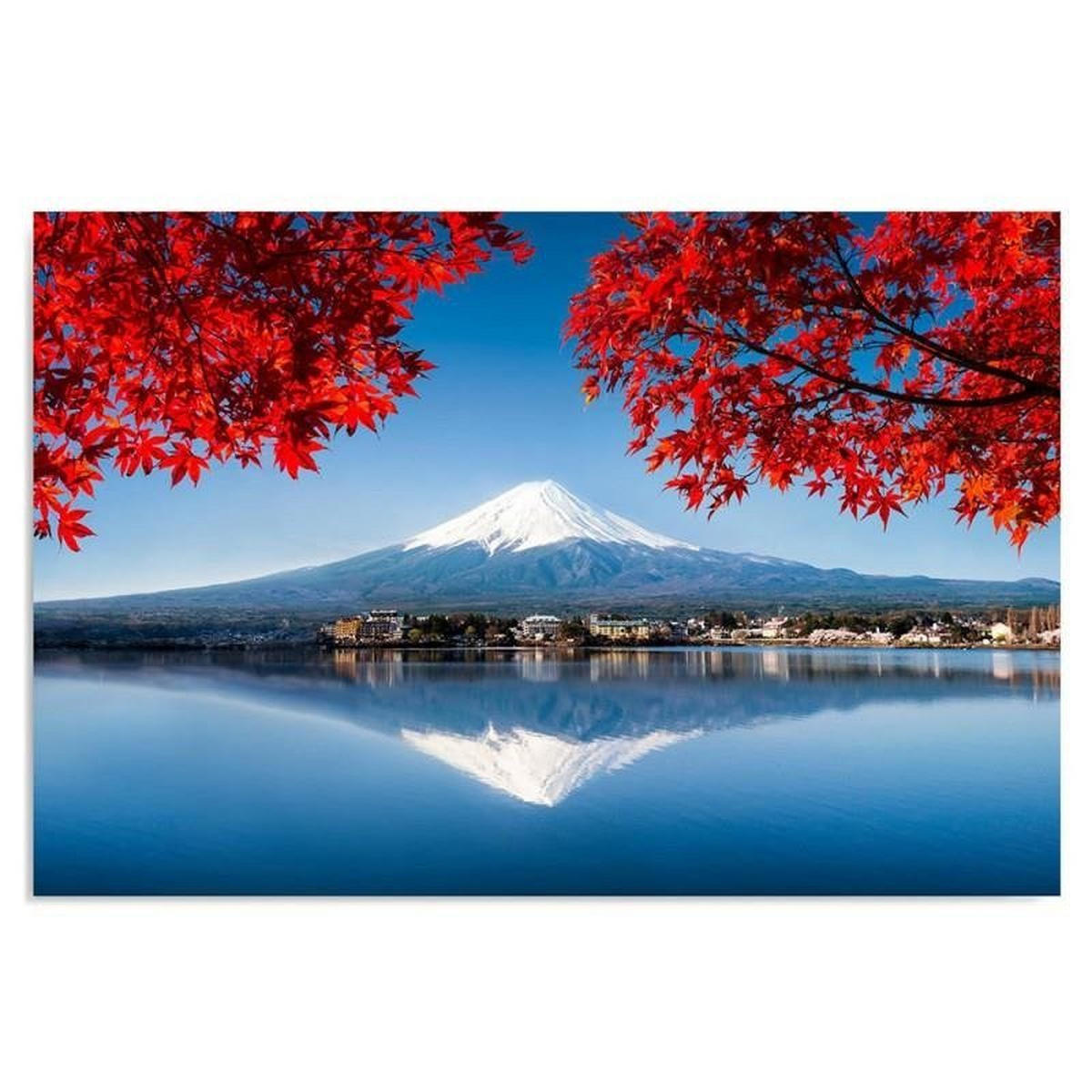 LEINWANDBILD Fuji Berg Japan Landschaft - Rot, Textil (120/80cm) - Feeby