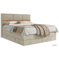 POSTEL BOXSPRING ORVO KING 140/200 - Béžová Samet - Topper T25 - H4 - černá/krémová, textil/plast (140/200cm) - MKS