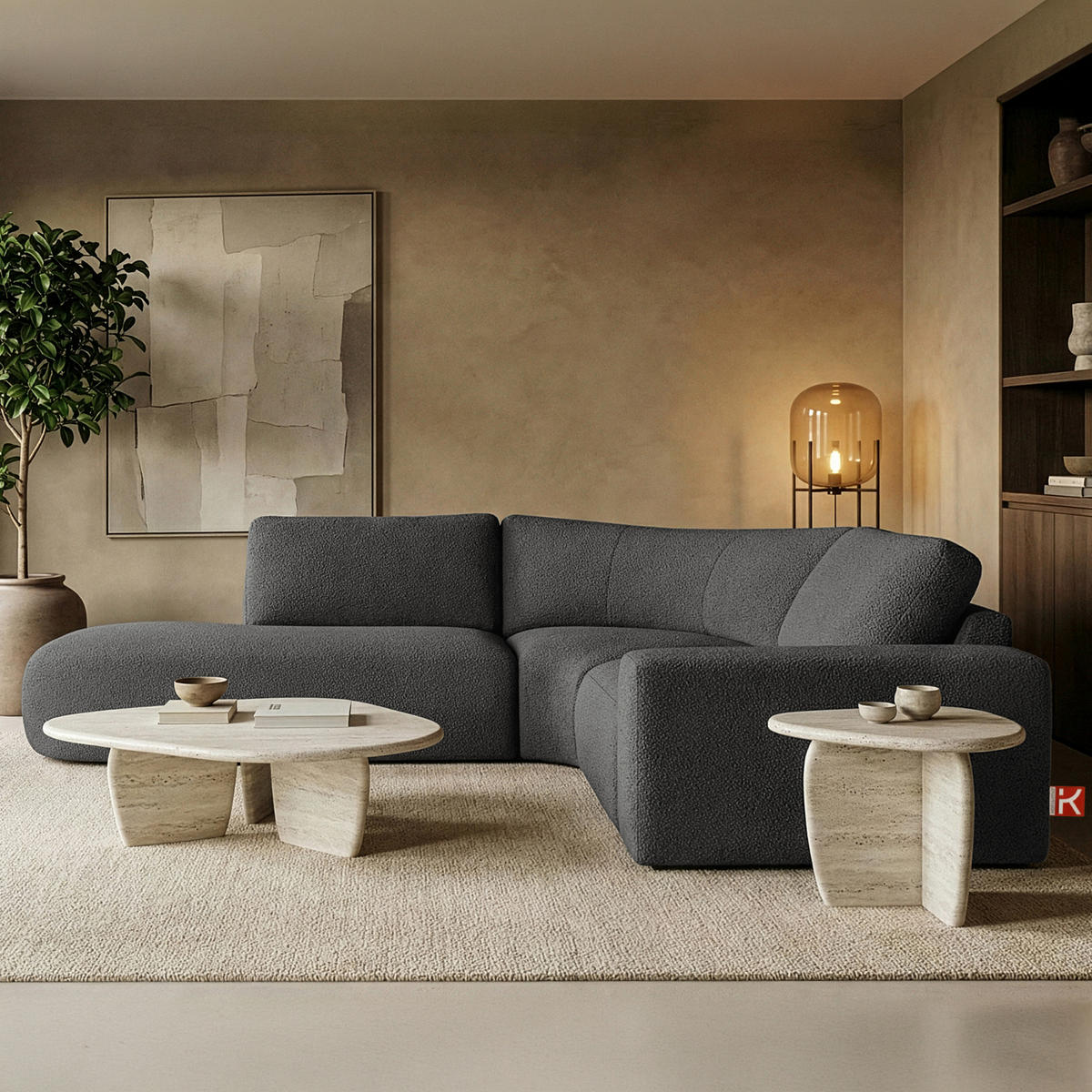 ECKSOFA LINKS ZUCCO, Graphit - Graphitfarben, Holz/Holzwerkstoff (224/293cm) - KONSIMO®