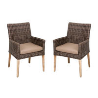 GARTENSTUHL 2er Set Tromso mit Auflage Relaxsessel - Braun, Holz (60/89/60cm) - DELUKE