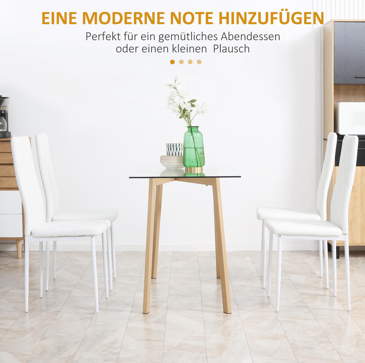 ESSZIMMERSTUHL 4er-Set gepolstert Weiß - Weiß, Metall (50/97/41cm) - Meubliv