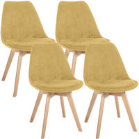 STUHL 4 Cord Gelb - Eukalyptusholzfarben/Gelb, Holz/Textil (49/83/50cm) - CLP