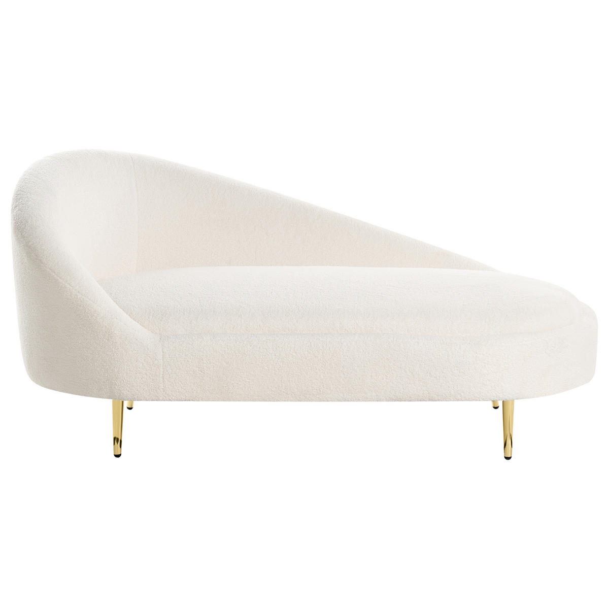 CHAISELONGUE-LINKSSEITIGE Weiß Valreas - Goldfarben/Creme, Textil (151/74/80cm) - Beliani