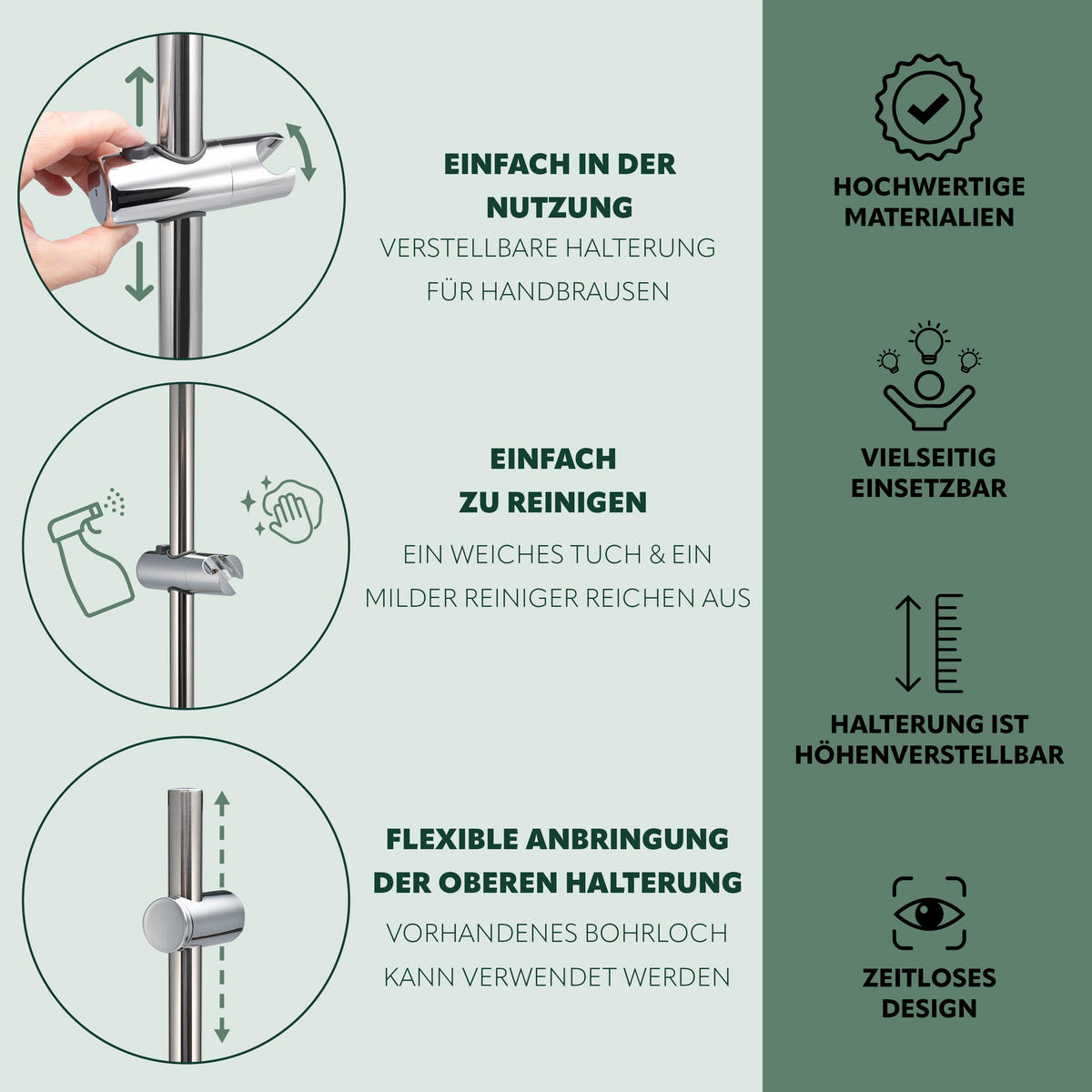 BRAUSESTANGE, silber, Edelstahl - Edelstahlfarben, Metall (11/71.5/7.5cm) - bremermann