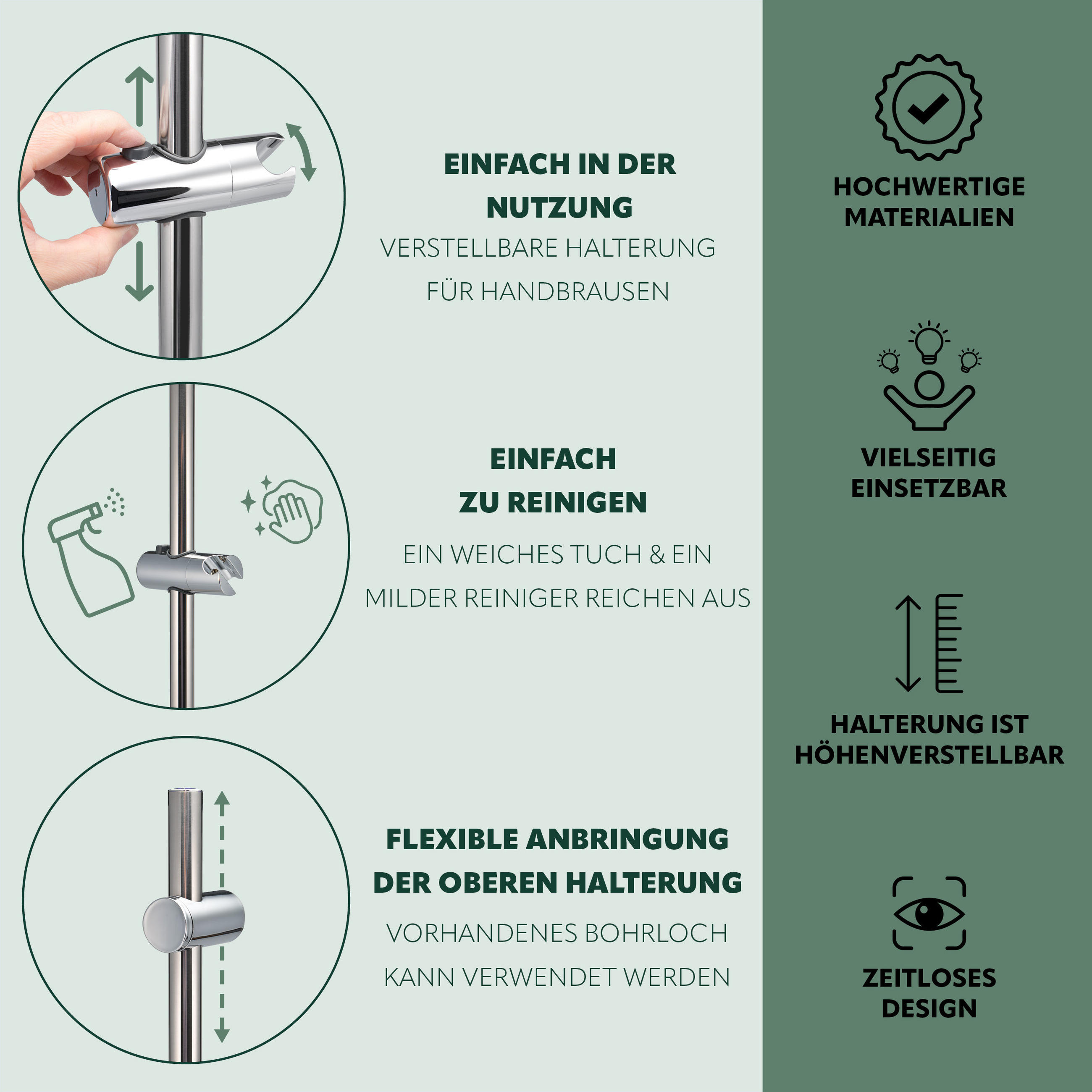 Thumbnail - bremermann Brausestange,, Edelstahl, Metall, 11x71.5x7.5 cm, Badezimmer, Baden & Duschen, Duschköpfe & Duschschläuche