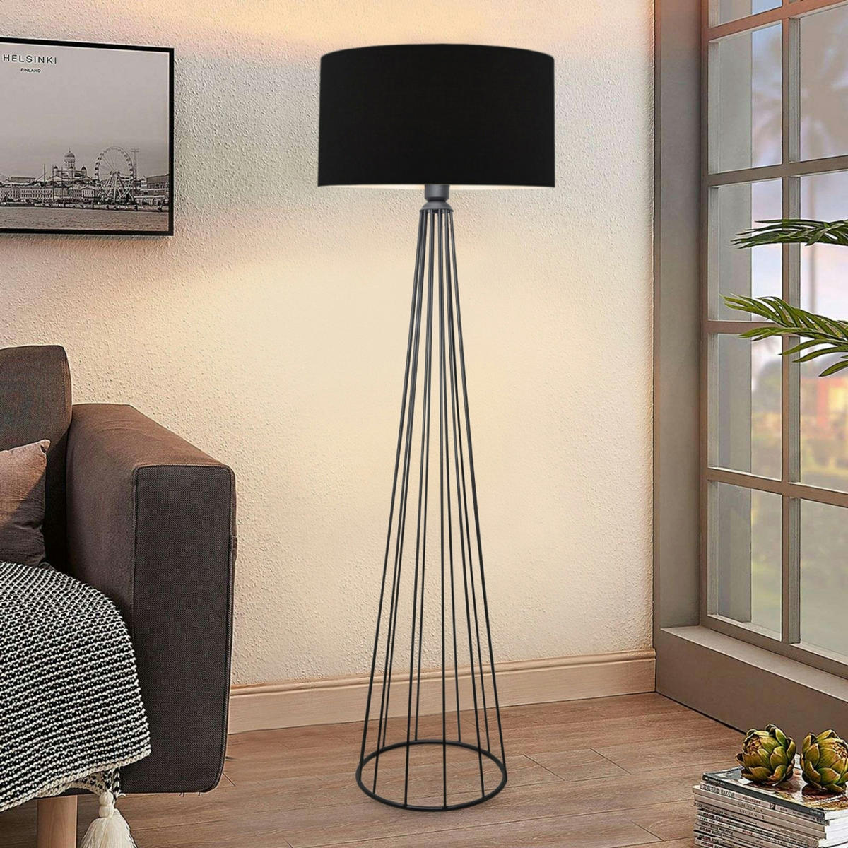 STEHLEUCHTE Neath - Schwarz, Metall (30/30/155cm) - lux.pro