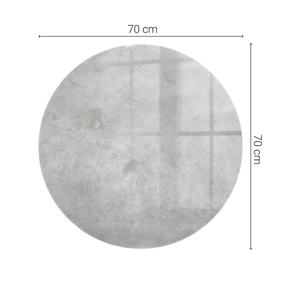 TISCHPLATTE Ø70 cm Betonoptik mit Rissen Rund - Hellgrau/Weiß, Glas (70/70/0.4cm) - TULUP